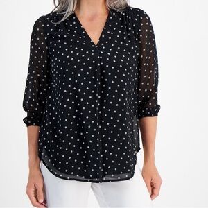 Jones New York V-Neck Blouse L